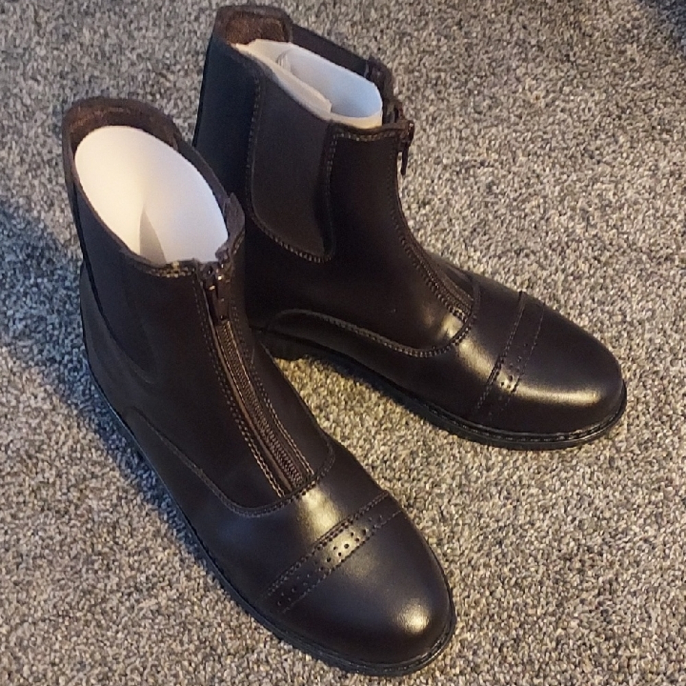 Women's Brown Leather Zip Front Ankle Boots